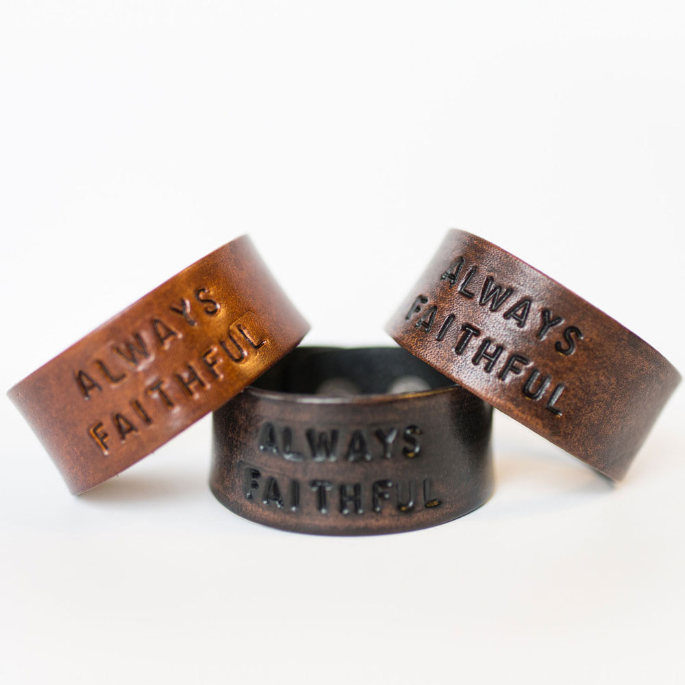 Always Faithful Leather Cuff